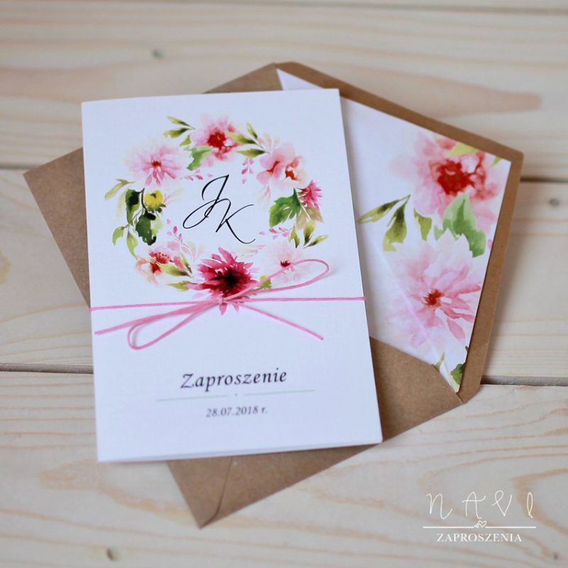 Kolorowa wklejka do koperty z motywem kwiatowym, dostosowana do zaproszenia
